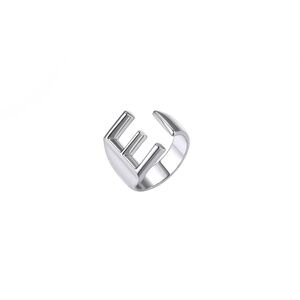 Chunky E Initial Silver Ring